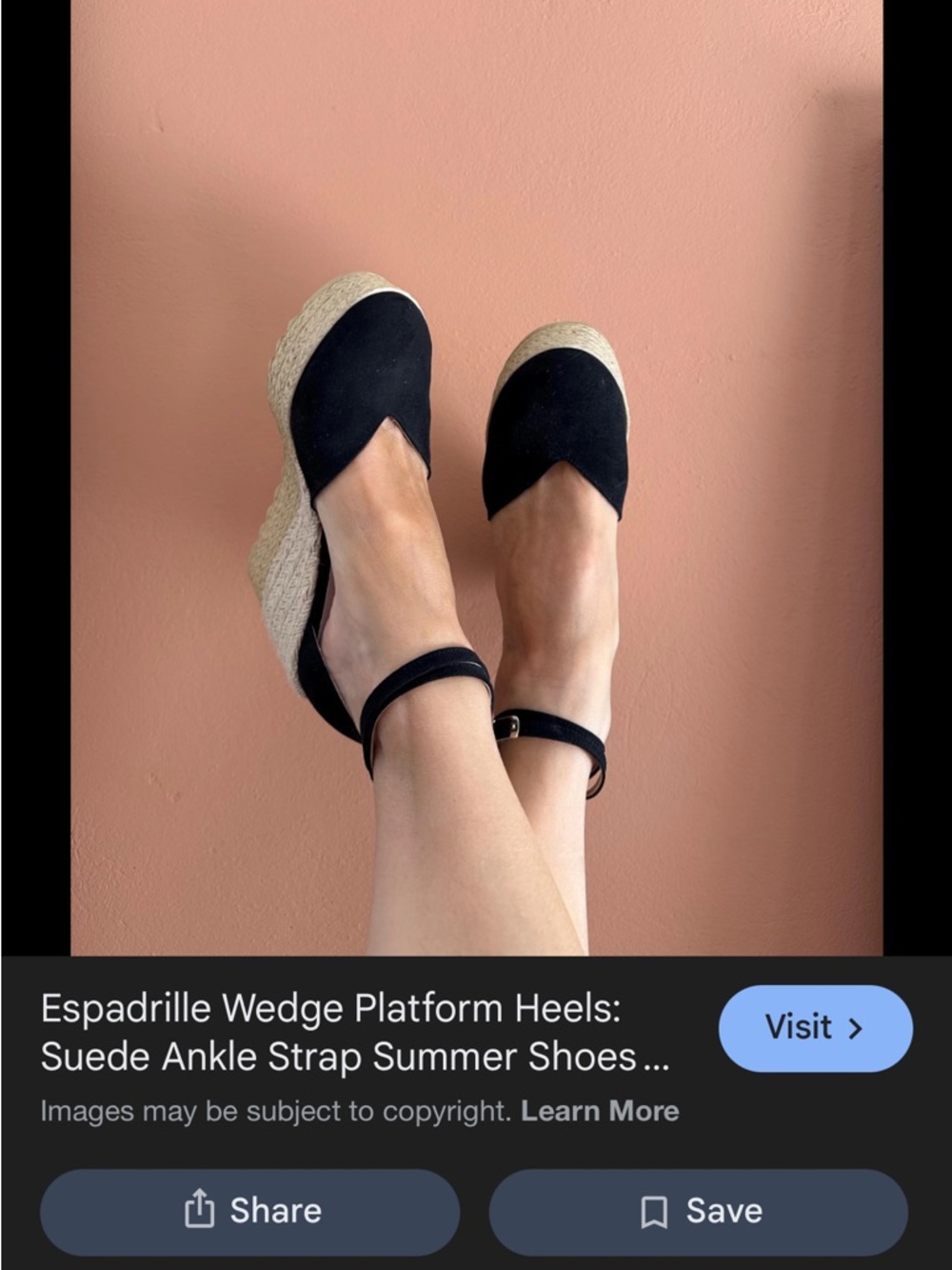 2 pairs Suede Black Espadrille Wedge Heels with Ankle Strap